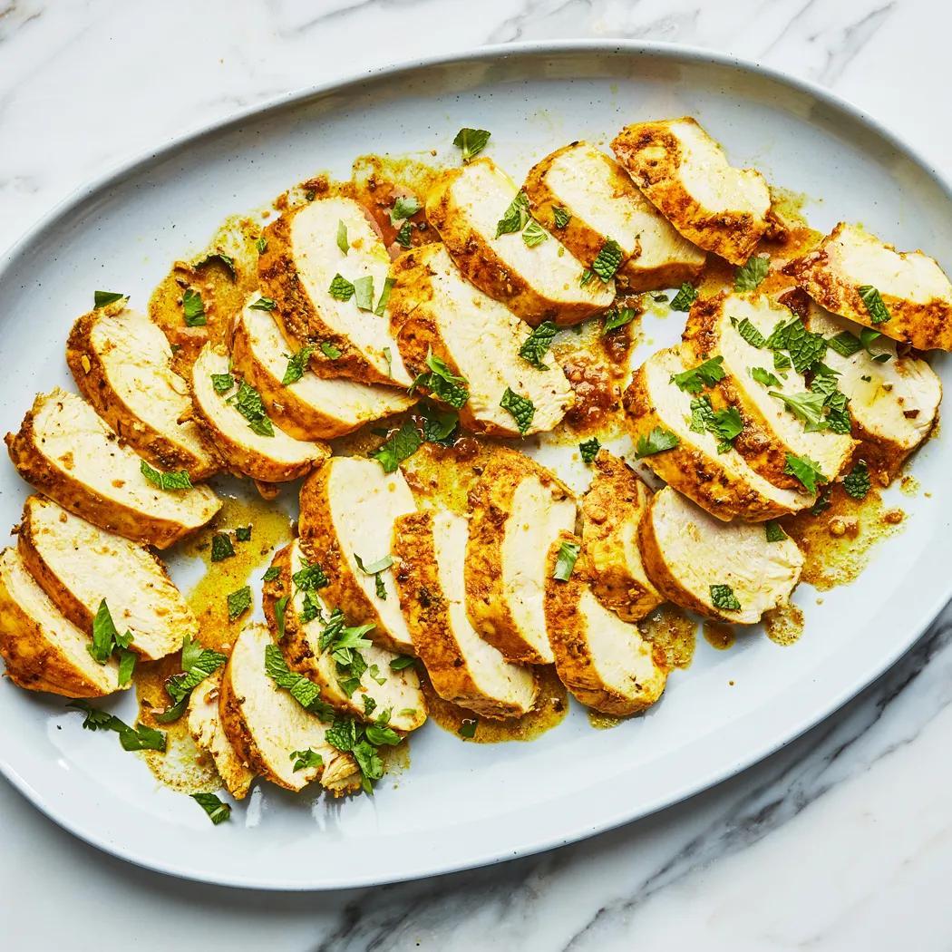 Garlic-Ginger Chicken with Cilantro and Mint