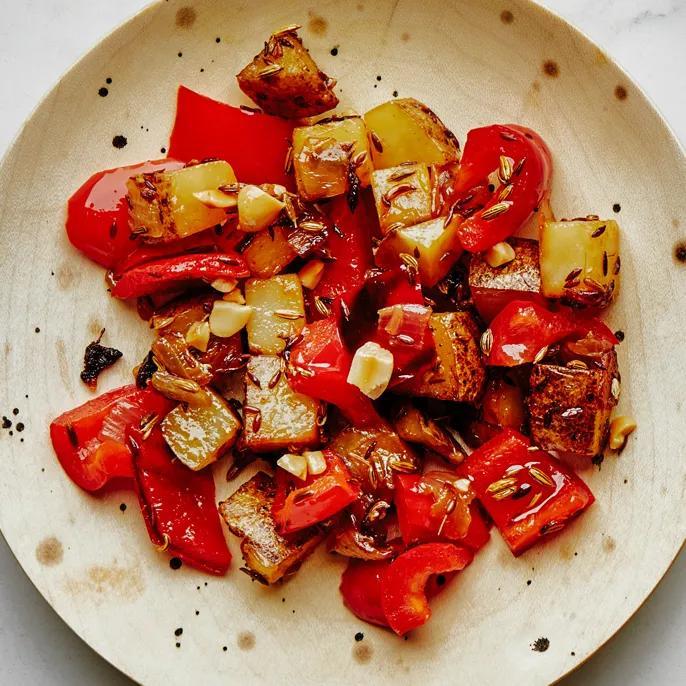 Red Pepper, Potato, and Peanut Sabzi